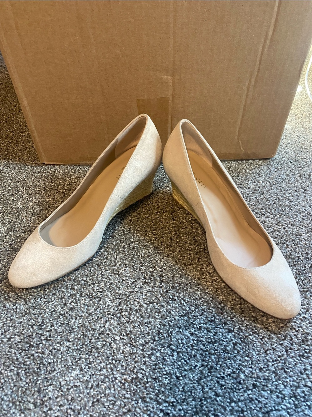 LK Bennett Cream Wedge Pumps with Subtle Metallic Heel